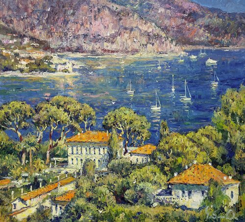 Azure harbor Cap-Ferrat van Andrey Chebotaru, Schilderij te koop op Singulart