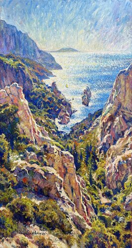 Blue symphony of the Mediterranean van Andrey Chebotaru, Schilderij te koop op Singulart