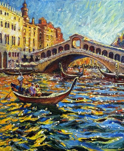 "Heart of Venice" Venice, Italy, Rialto Bridge von Andrey Chebotaru, Malerei kaufen auf Singulart