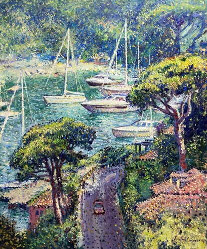 Portofino. Emerald harbor light van Andrey Chebotaru, Schilderij te koop op Singulart