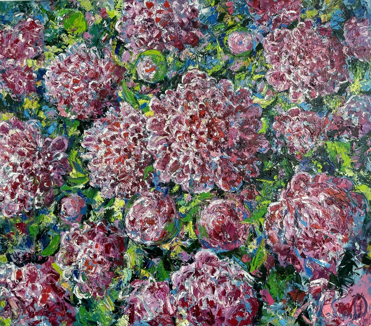Peonies in the mother's garden Andrey Chebotaru Originalgemälde zu verkaufen