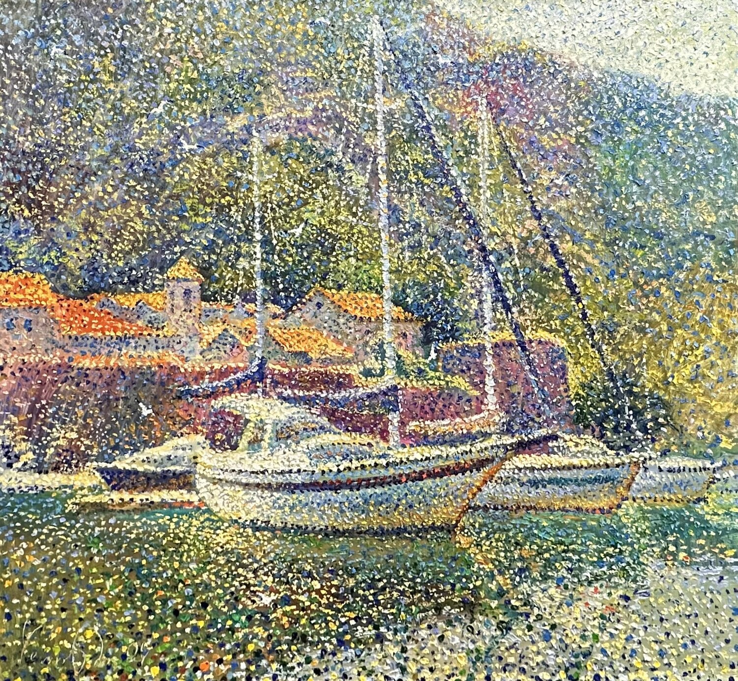 Sunny Marina of Kotor Andrey Chebotaru Originalgemälde zu verkaufen