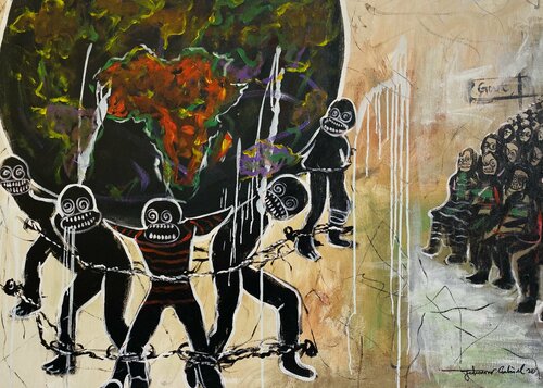 Suffering and smiling de Gabriel Jideonwor, Pintura a la venta en Singulart