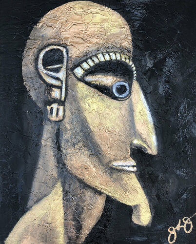 mo‘ai kavakava di Jason Lincoln Jeffers, Pittura in vendita su Singulart