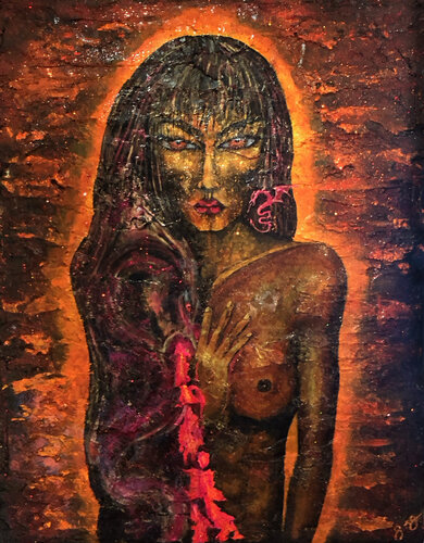 quan yin 9: the pink dragon. par Jason Lincoln Jeffers, Peinture en vente sur Singulart