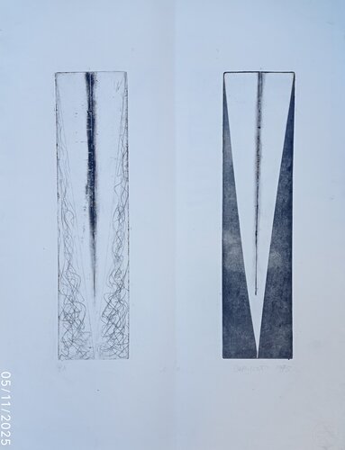 ...e/o...  (incisione sperimentale del 1995) by Giustino Caposciutti, Print for Sale on Singulart