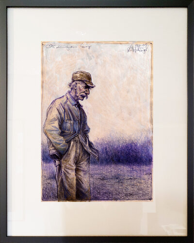 Old farmer boy by Andreas Noßmann, Drawing for Sale on Singulart