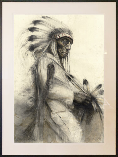 Chief RED BIRD - Cheyenne de Andreas Noßmann, Dibujo a la venta en Singulart