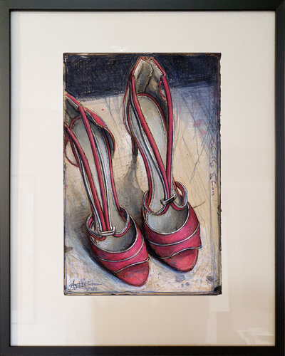 Red hot chilly shoes de Andreas Noßmann, Dibujo a la venta en Singulart