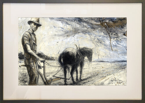 Mann  und Pferd ohne Namen (Man and horse with no name) by Andreas Noßmann, 소묘 for Sale on Singulart