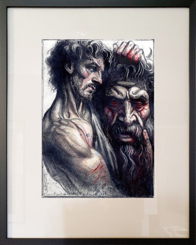 David mit dem Haupt des Goliath di Andreas Noßmann, Disegno in vendita su Singulart