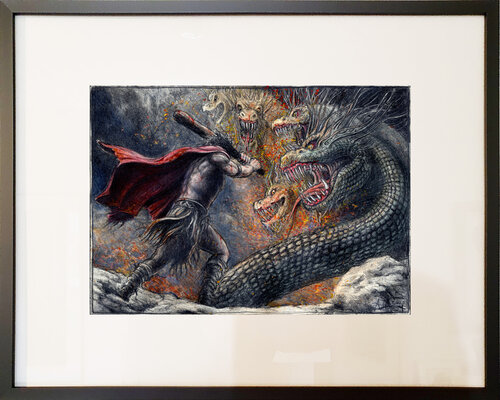 Herakles versus Hydra van Andreas Noßmann, Tekening te koop op Singulart