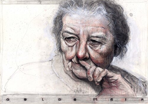 Golda Meir by Andreas Noßmann, Drawing for Sale on Singulart