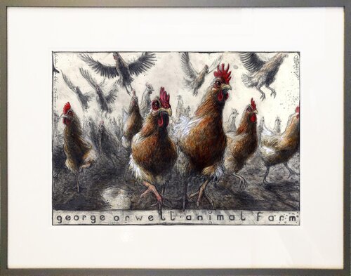 Aufstand der Hühner (2te Fassung) by Andreas Noßmann, 素描 for Sale on Singulart