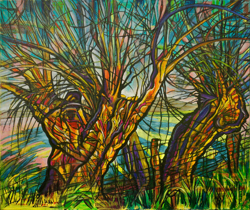 Kopfweiden van Matthias Bargholz, Schilderij te koop op Singulart