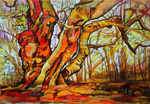 "Rotgelbe Buchen" van Matthias Bargholz, Schilderij te koop op Singulart