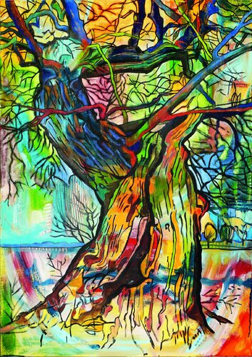 Eiche bei Tessin van Matthias Bargholz, Schilderij te koop op Singulart