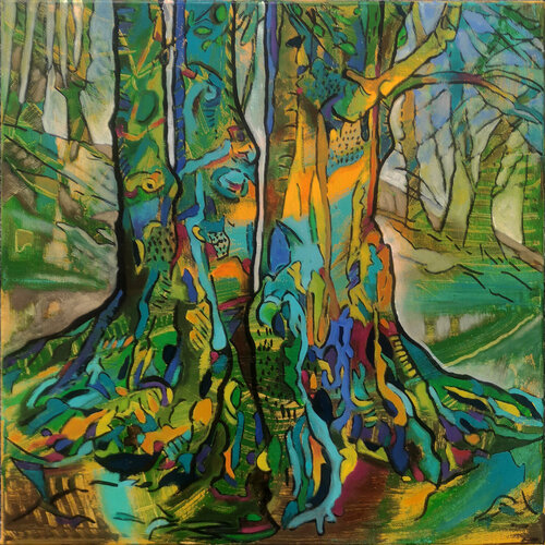 Buchen am Steilufer van Matthias Bargholz, Schilderij te koop op Singulart