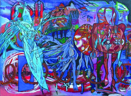 "Schamanen- Tanz" van Matthias Bargholz, Schilderij te koop op Singulart