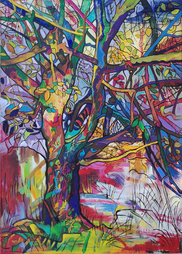 Großer Apfelbaum van Matthias Bargholz, Schilderij te koop op Singulart