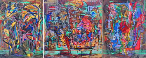 "Die Nacht" Triptychon van Matthias Bargholz, Schilderij te koop op Singulart
