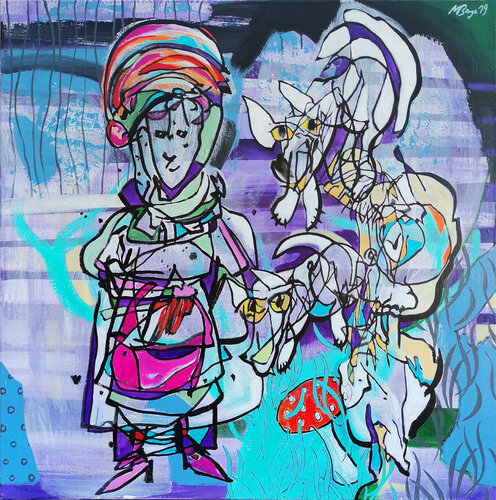 "Rotkäppchen und der Wolf" van Matthias Bargholz, Schilderij te koop op Singulart