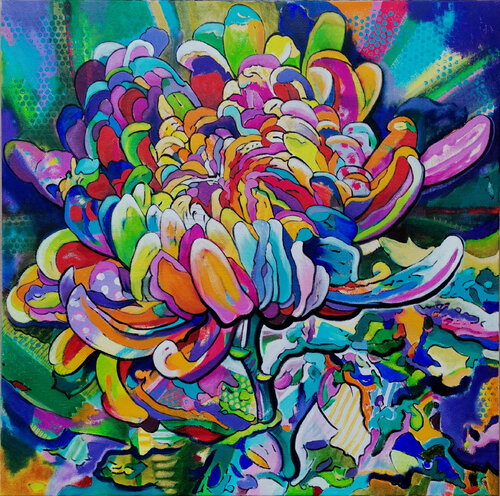 Chrysantheme- 2 di Matthias Bargholz, Pittura in vendita su Singulart