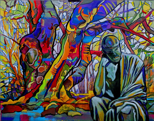 Figur im Park- III di Matthias Bargholz, Pittura in vendita su Singulart