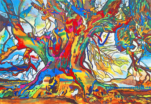 "Olivenbaum rotgrün" di Matthias Bargholz, Pittura in vendita su Singulart