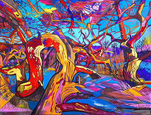 Kiefern am Weststrand par Matthias Bargholz, Peinture en vente sur Singulart