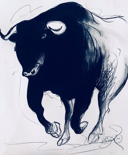 Galloping Bull (Framed Print ) von Shabs Beigh, Zeichnungen kaufen auf Singulart