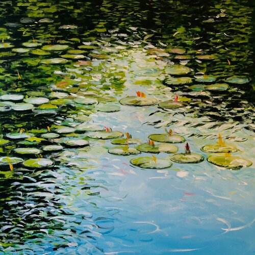 Lilies In Green Shabs Beigh
