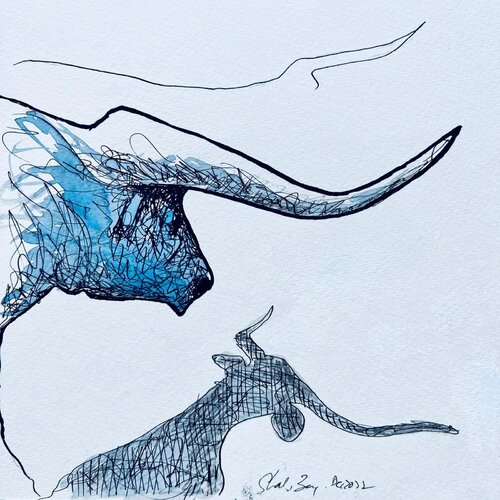 Long Horns From Dallas von Shabs Beigh, Zeichnungen kaufen auf Singulart