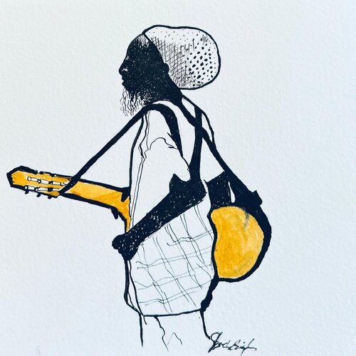 The Jamaican Busker by Shabs Beigh, Drawing for Sale on Singulart