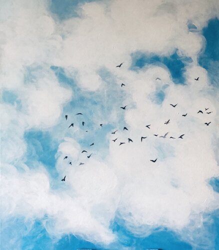 Riding The Clouds par Shabs Beigh, Peinture en vente sur Singulart