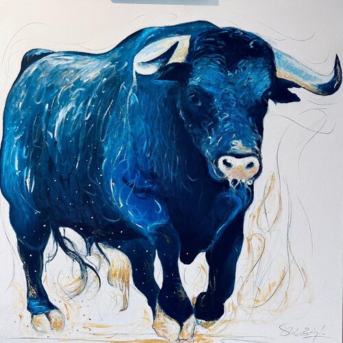 Galloping Blue Bull von Shabs Beigh, Zeichnungen kaufen auf Singulart