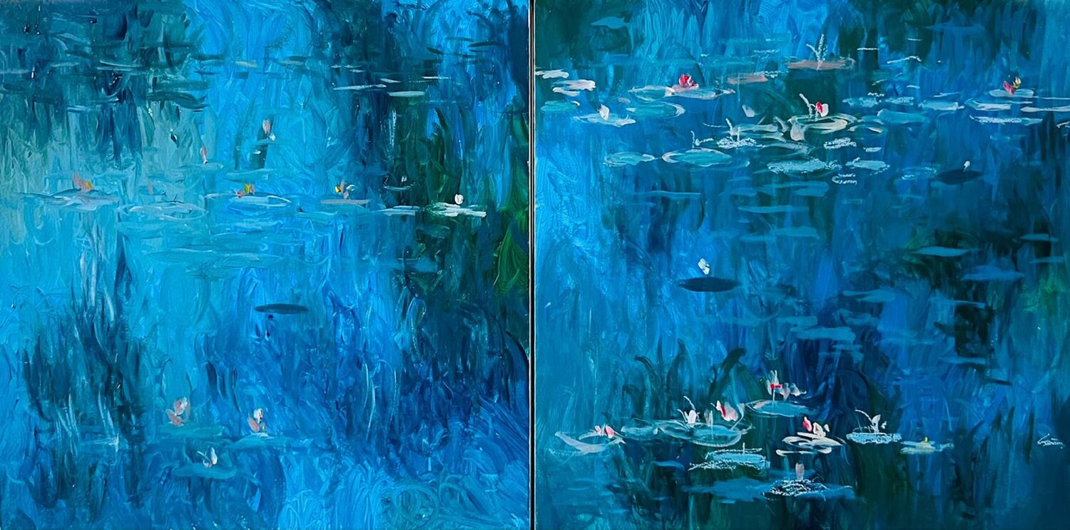 After Monet - Diptych Shabs Beigh
