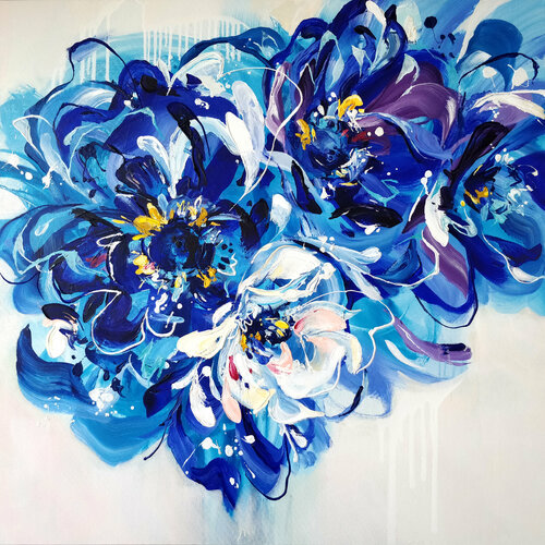 BLUE FLOWERS van Anna Cher, Schilderij te koop op Singulart