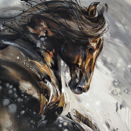 BLACK HORSE van Anna Cher, Schilderij te koop op Singulart