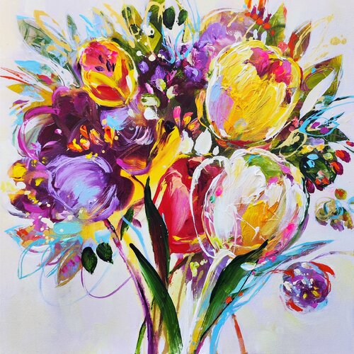 Dancing Blooms di Anna Cher, Pittura in vendita su Singulart