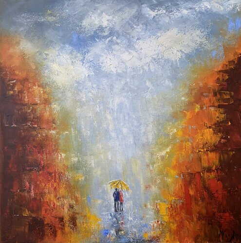 Walking in the Rain II by Miroslava Lipovec Friedman, 회화 for Sale on Singulart