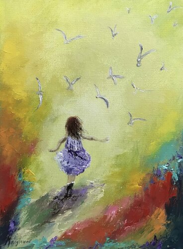 Girl with Doves von Miroslava Lipovec Friedman, Malerei kaufen auf Singulart