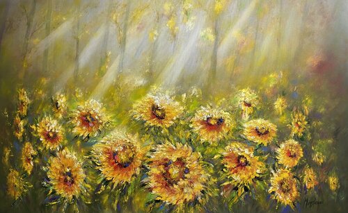 Sunflower Splendor II by Miroslava Lipovec Friedman, 회화 for Sale on Singulart