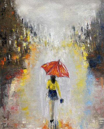 A Walk in the Rain di Miroslava Lipovec Friedman, Pittura in vendita su Singulart