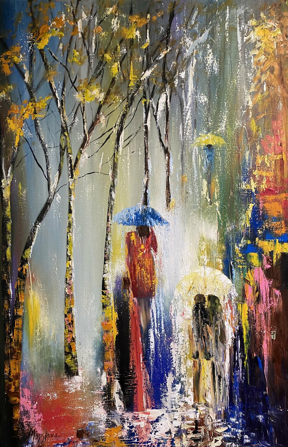 Rainy Day in Paradise Miroslava Lipovec Friedman Originalgemälde zu verkaufen