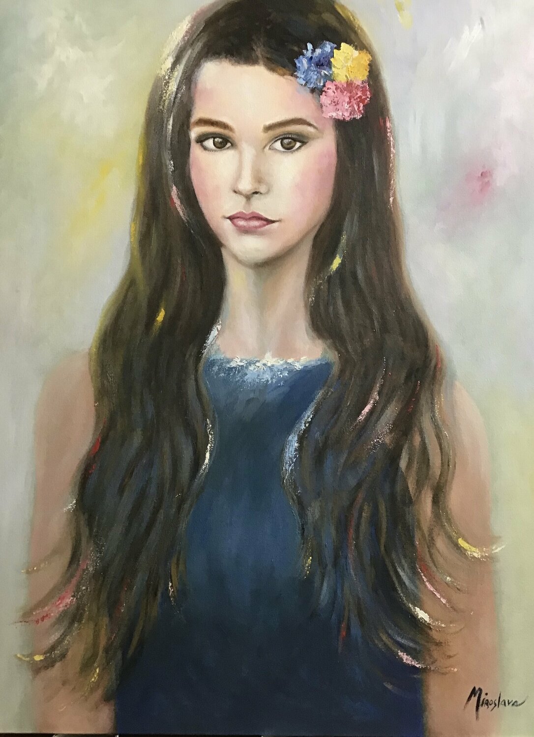 Talented and Beautiful Young Lady Miroslava Lipovec Friedman Originalgemälde zu verkaufen