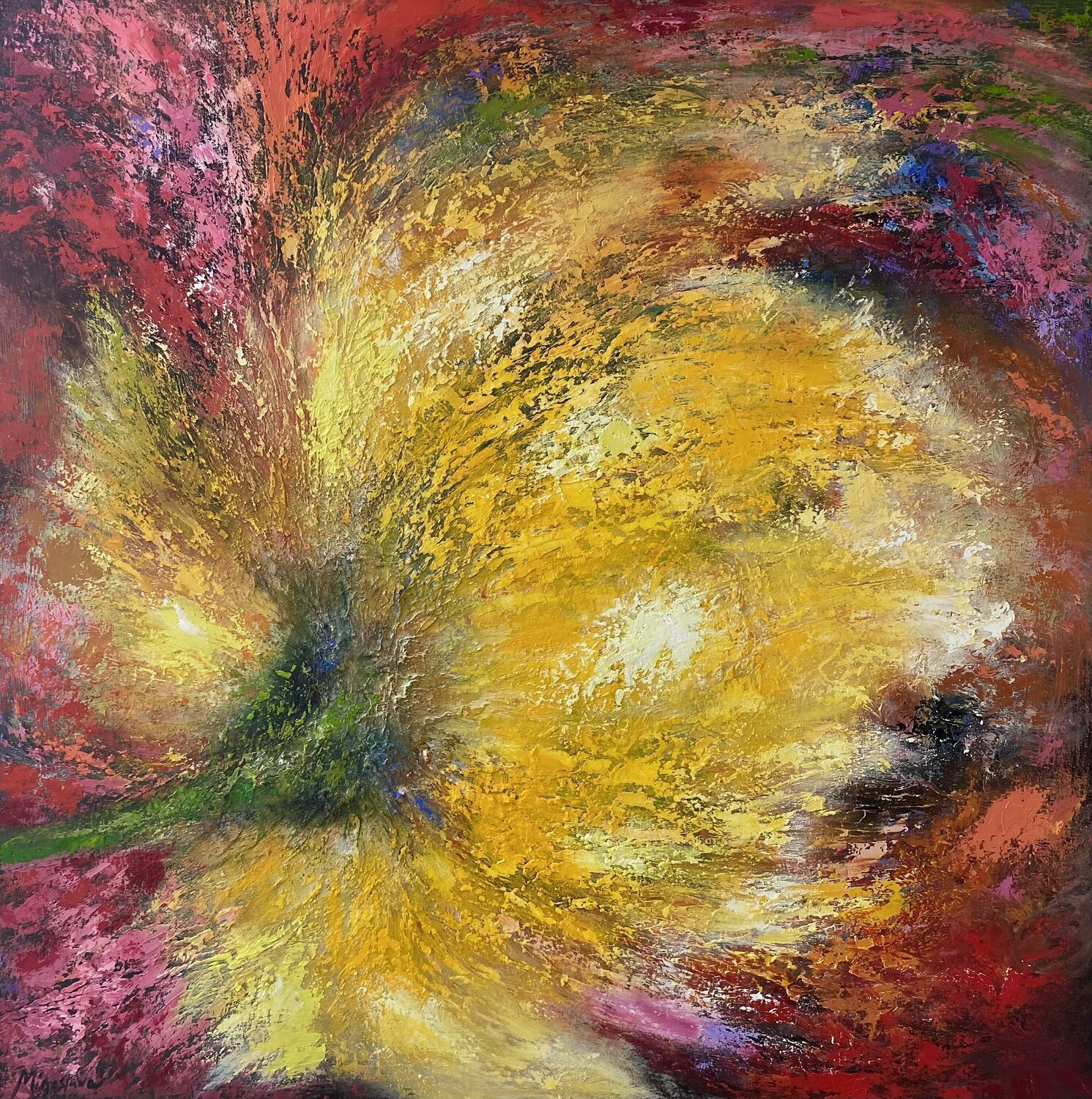 Enchanting Abstract Flower Miroslava Lipovec Friedman Originalgemälde zu verkaufen