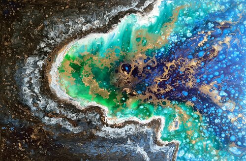 Santorini Black Sand van Eleni Denart, Schilderij te koop op Singulart
