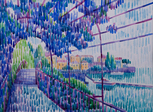 Varenna. Lago di Como van Kristina Korò, Werk op papier te koop op Singulart