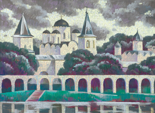 Veliky Novgorod. Yaroslavovo Cortile. van Kristina Korò, Werk op papier te koop op Singulart